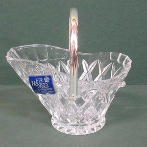 W.Germany F.B.Rogers Silver Co VTG Lead Crystal Basket / Bucket Silver Handle